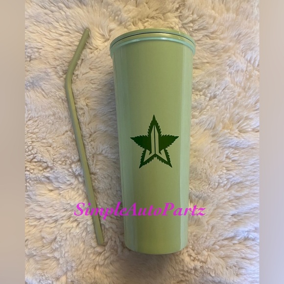 JEFFREE STAR COSMETICS MINT GREEN LEAF 420 CUP TUMBLER W/ STRAW HTF RARE NEW - Picture 4 of 6